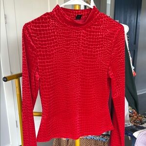 SHEIN Red Textured Women's Top